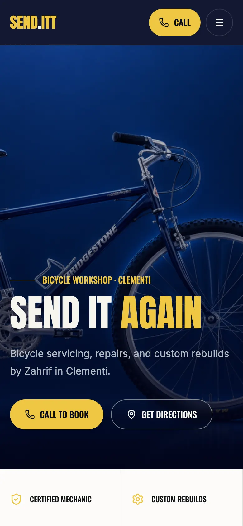 Mobile preview of the SEND.ITT concept site.