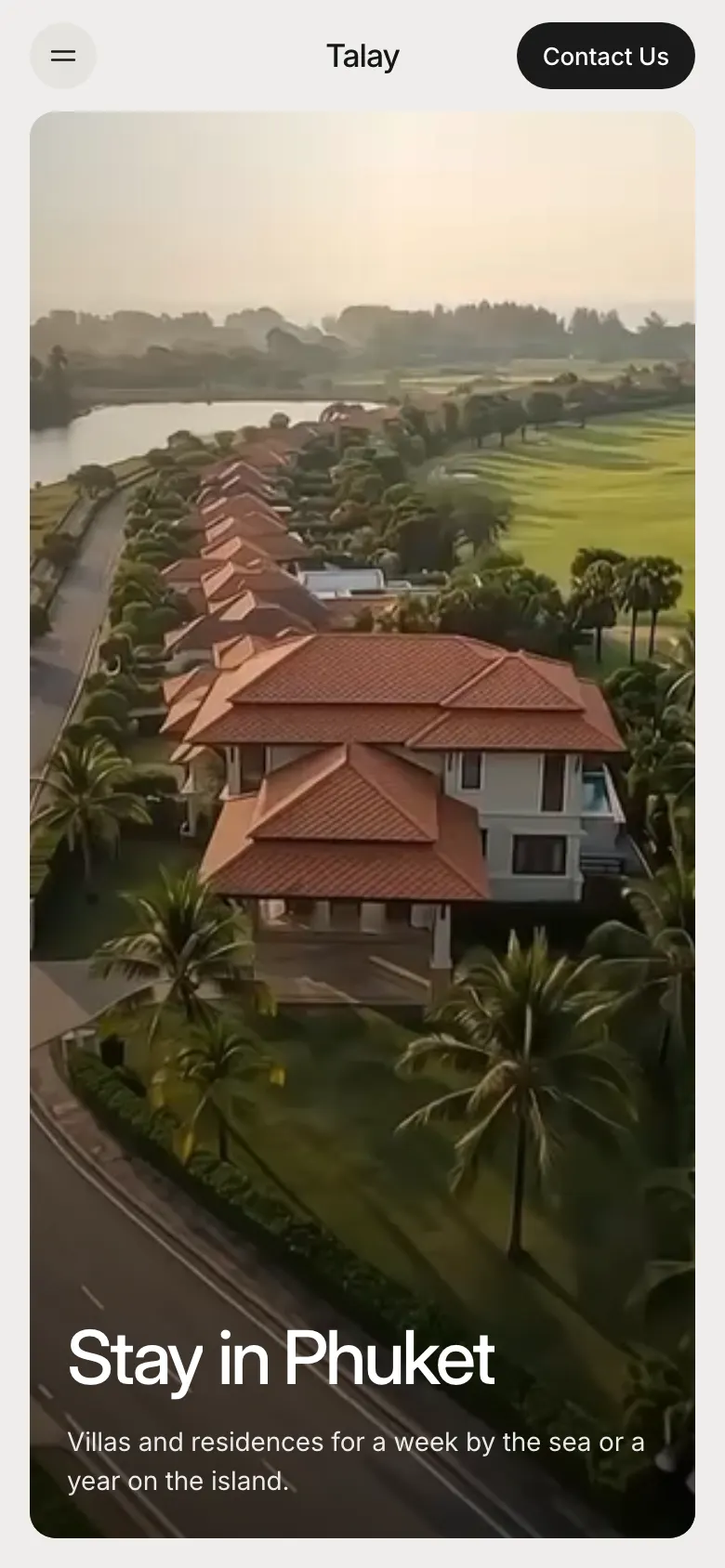 Mobile preview of the Talay concept site.